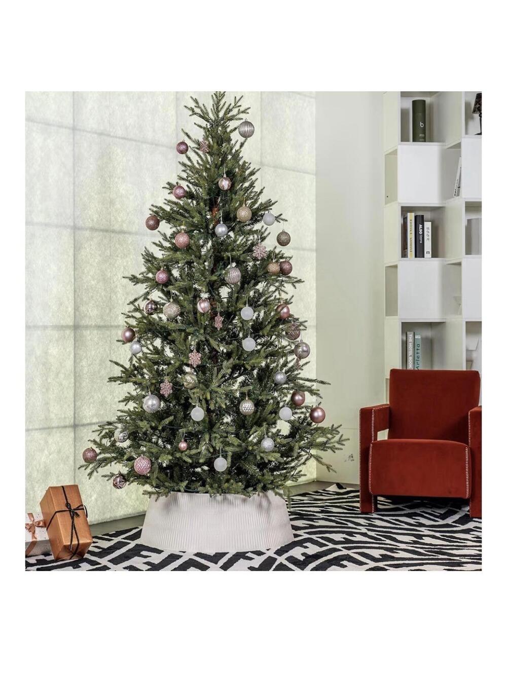 Harcohome 28.4" Round Christmas Tree Collar with Matching Skirt, Ceramic Look, 8